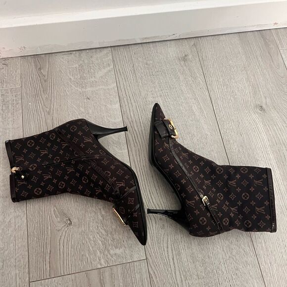 Louis Vuitton Mimosa Mini Lin Monogram Ankle Boots 7.5 - Picture 4 of 15
